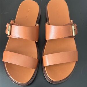 Madewell Brown Leather Slide Sandals
